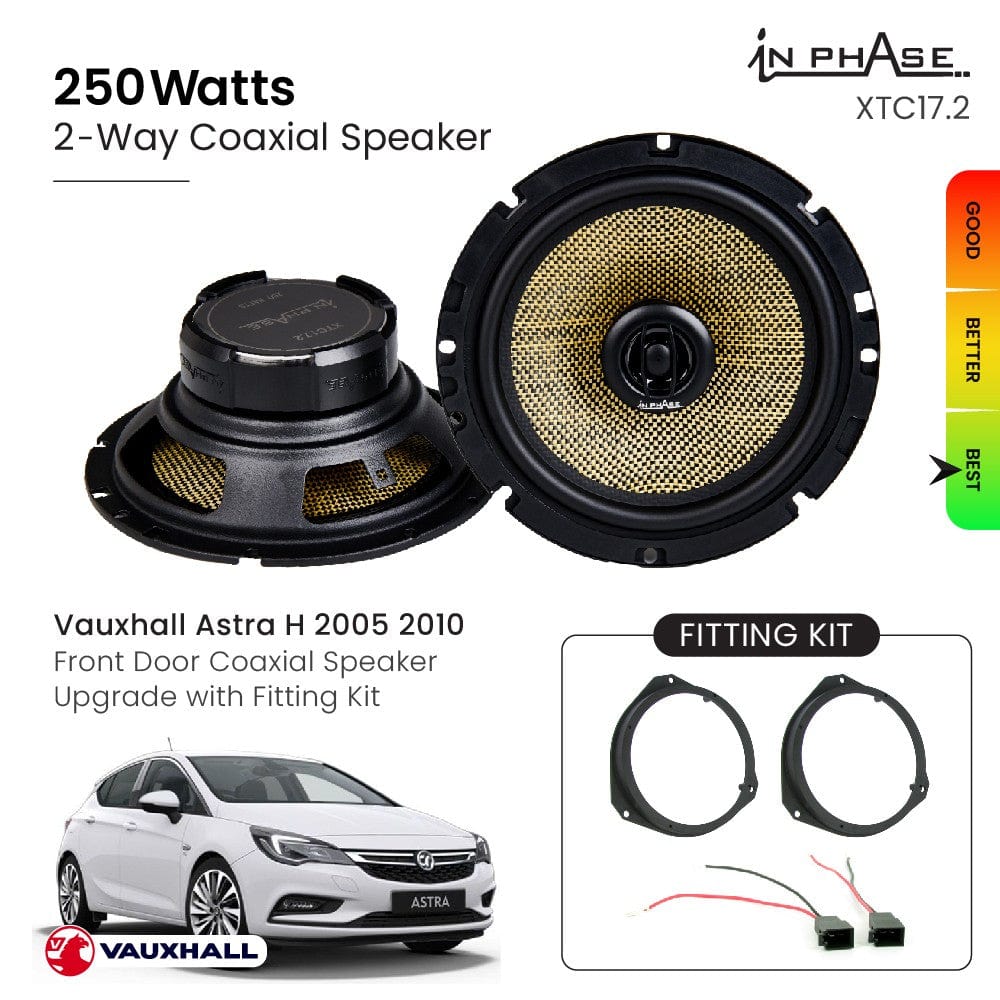 In Phase Car Speakers and Subs In Phase Vauxhall Astra H 2005 2010 Front Door Coaxial Speaker Upgrade with Fitting Kit