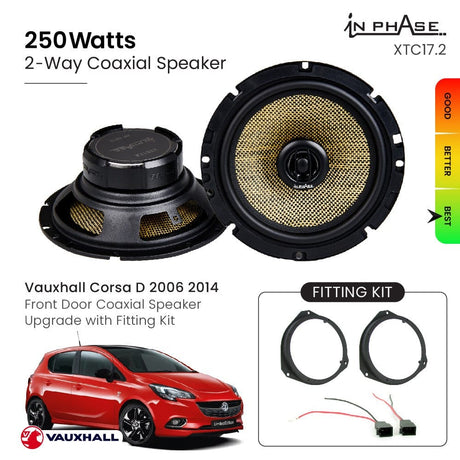 In Phase Car Speakers and Subs In Phase Vauxhall Corsa D 2006 2014 Front Door Coaxial Speaker Upgrade with Fitting Kit