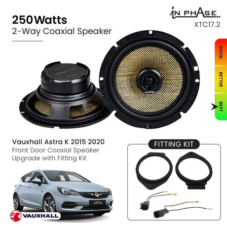In Phase Car Speakers and Subs In Phase Vauxhall Astra K 2015 2020 Front Door Coaxial Speaker Upgrade with Fitting Kit