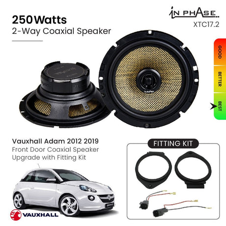 In Phase Car Speakers and Subs In Phase Vauxhall Adam 2012 2019 Front Door Coaxial Speaker Upgrade with Fitting Kit