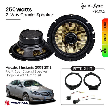 In Phase Car Speakers and Subs In Phase Vauxhall Insignia 2008 2013 Front Door Coaxial Speaker Upgrade with Fitting Kit