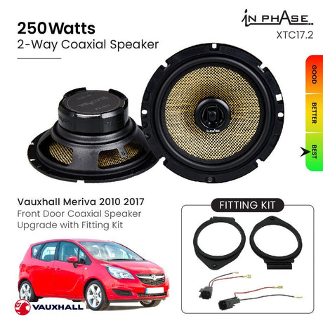 In Phase Car Speakers and Subs In Phase Vauxhall Meriva 2010 2017 Front Door Coaxial Speaker Upgrade with Fitting Kit