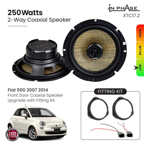 In Phase Car Speakers and Subs In Phase Fiat 500 2007 2014 Front Door Coaxial Speaker Upgrade with fitting Kit