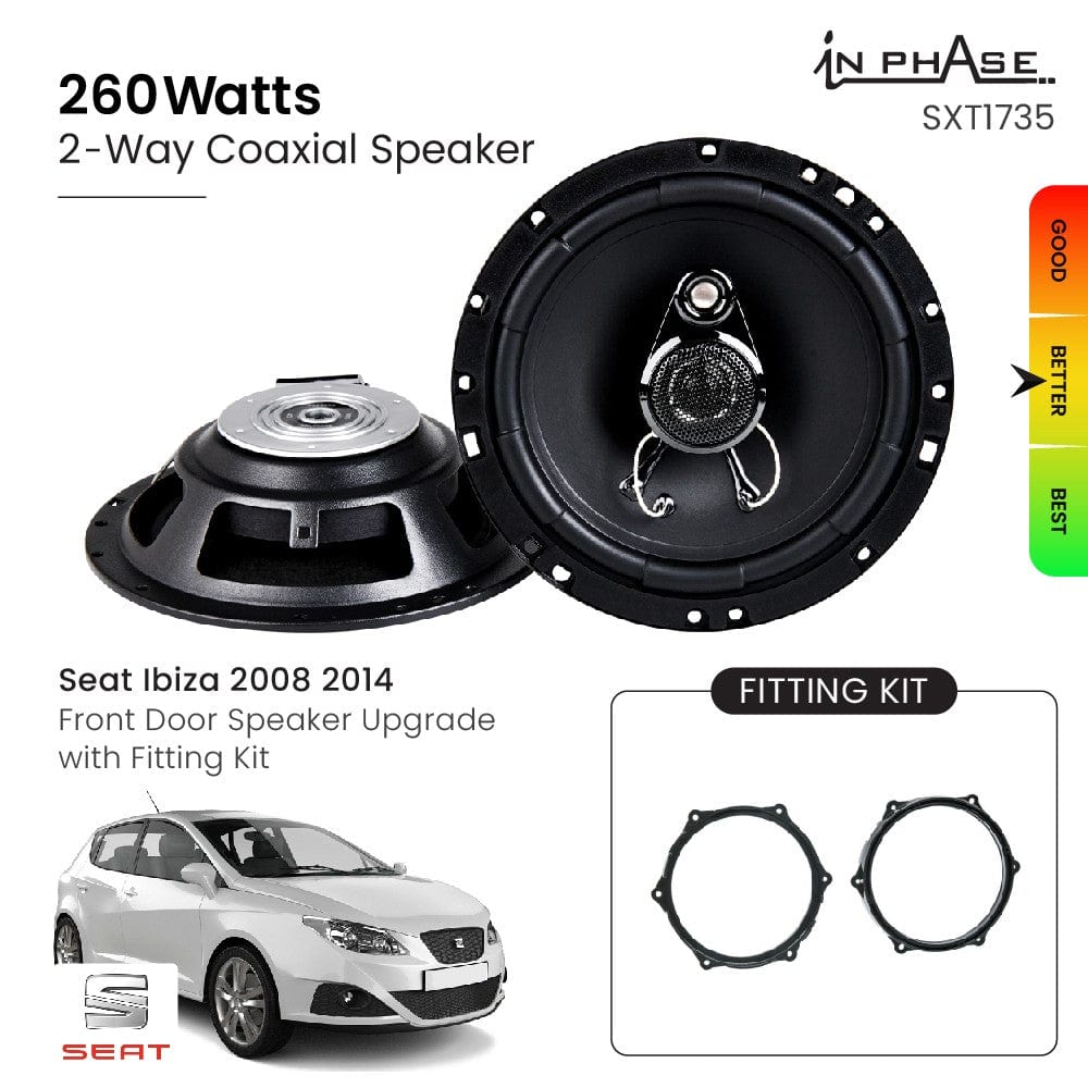 In Phase Car Speakers and Subs In Phase Seat Ibiza 2008 2014 Front Door Speaker Upgrade with Fitting Kit