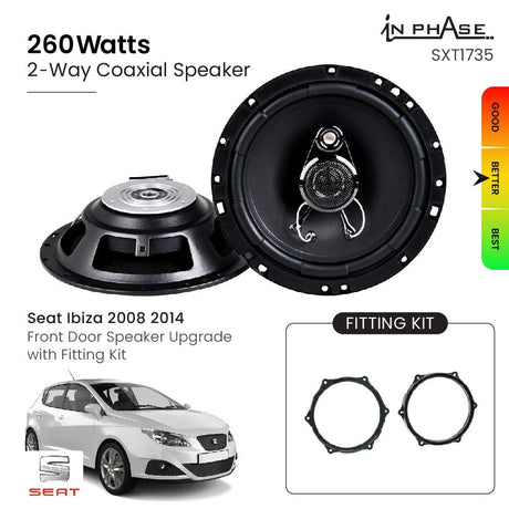 In Phase Car Speakers and Subs In Phase Seat Ibiza 2008 2014 Front Door Speaker Upgrade with Fitting Kit