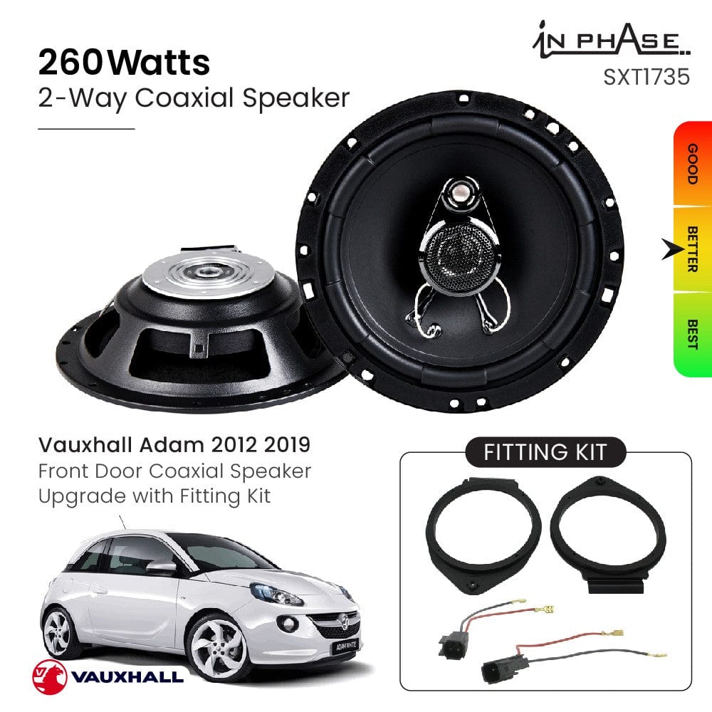 In Phase Car Speakers and Subs In Phase Vauxhall Adam 2012 2019 Front Door Coaxial Speaker Upgrade with Fitting Kit