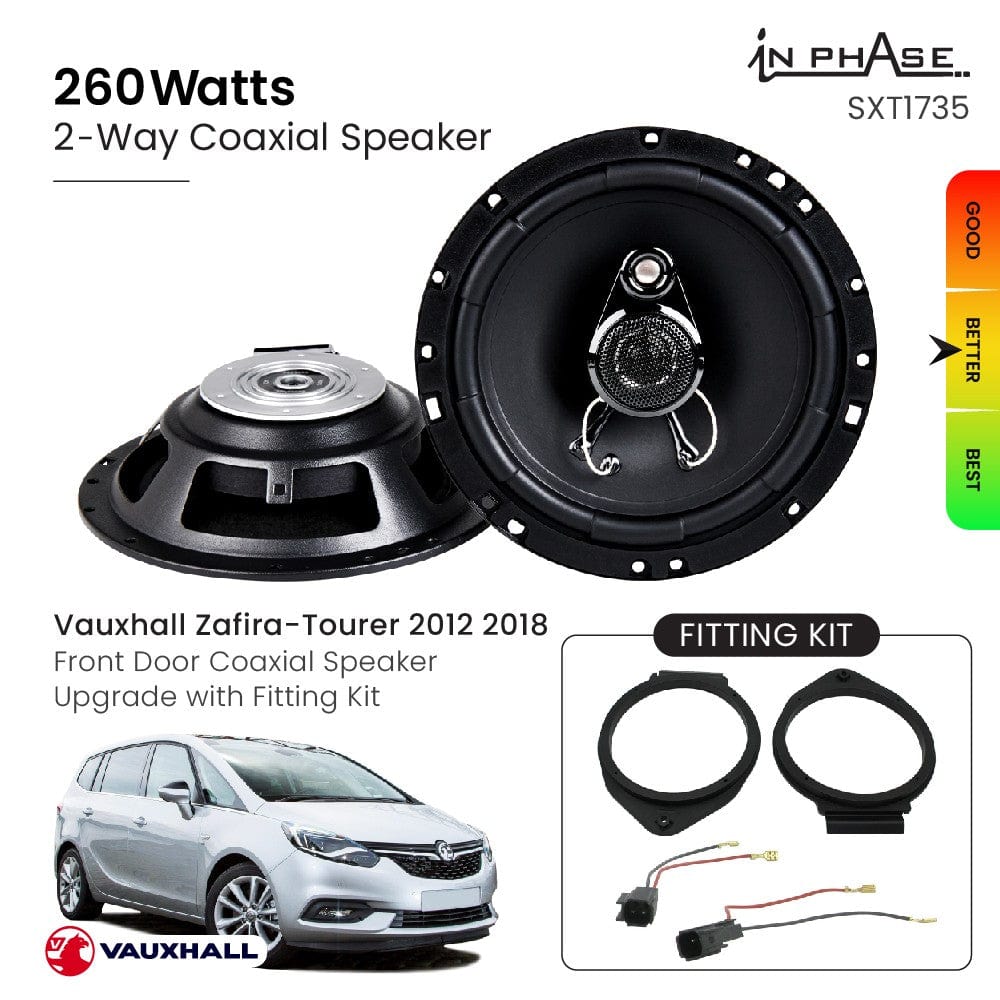 In Phase Car Speakers and Subs In Phase Vauxhall Zafira-Tourer 2012 2018 Front Door Coaxial Speaker Upgrade with Fitting Kit