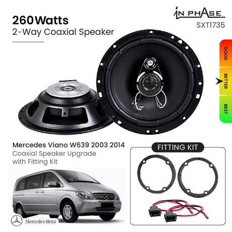 In Phase Car Speakers and Subs In Phase Mercedes Viano W639 2003 2014 Coaxial Speaker Upgrade with Fitting Kit
