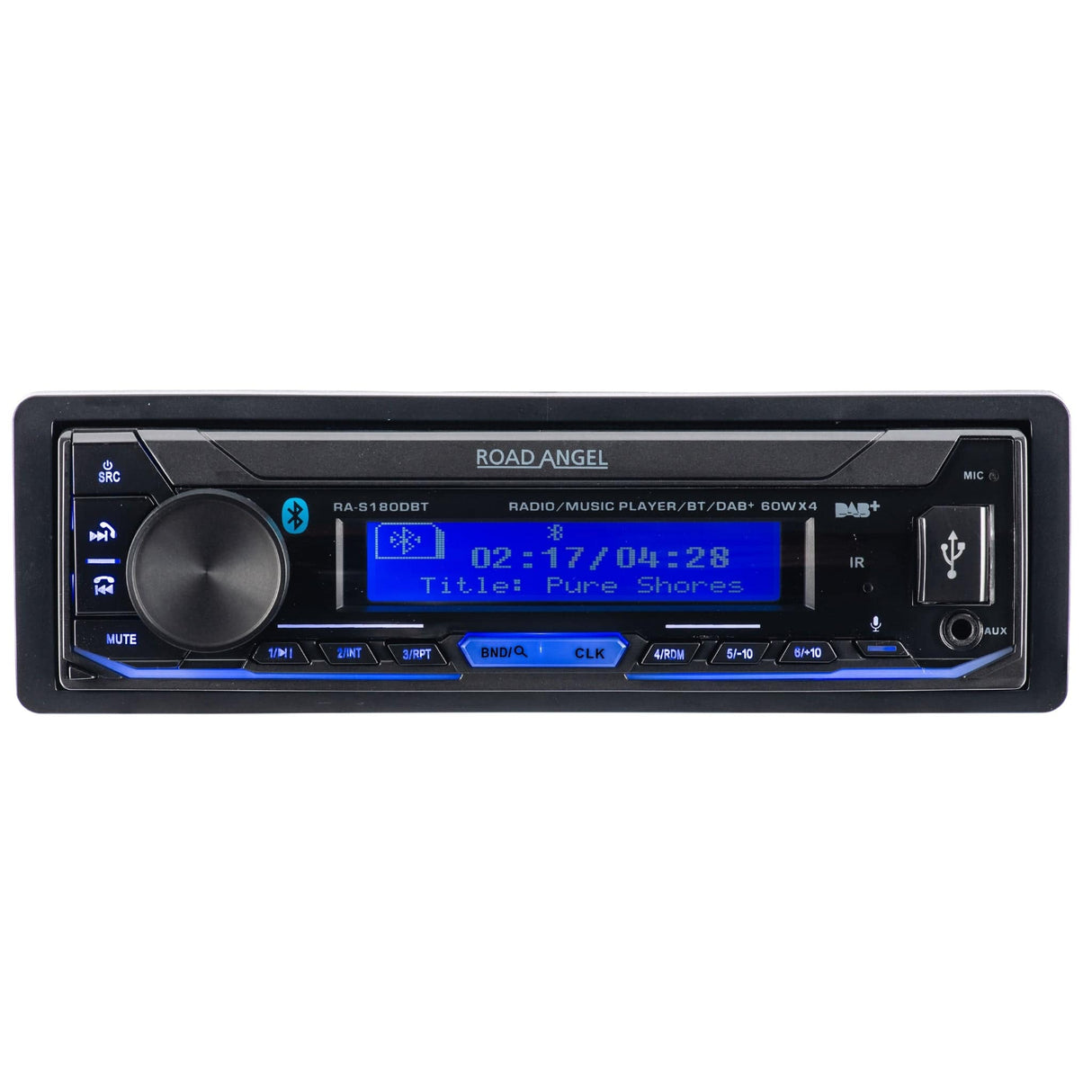 In Phase Single Din Car Stereos Road Angel RA-S180DBT Mechless Digital Media Player with Bluetooth and DAB