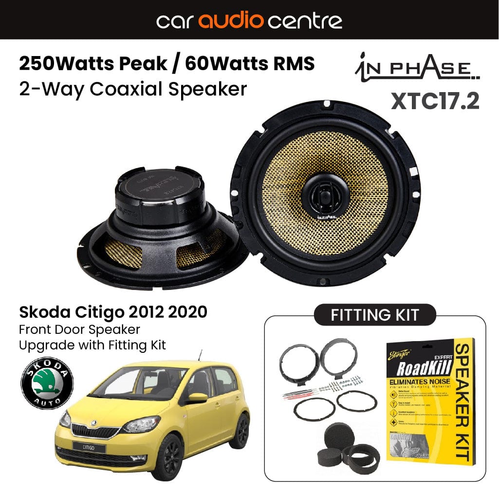 In Phase In Phase 6.5" 165mm 250W Speaker Upgrade Kit for Skoda Citigo 2012 2020