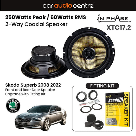 In Phase In Phase 6.5" 165mm 250W Speaker Upgrade Kit for Skoda Superb 2008 2022