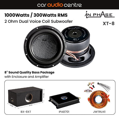 In Phase In Phase BX-8XT-IPA8701D Single XT-8 8" Sound Quality Bass Package with Enclosure and Amp