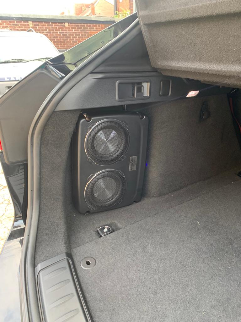 In Phase Underseat Car Subwoofers In Phase USW12 Dual underseat active subwoofer system 600 watts with bass and phase wired remote control