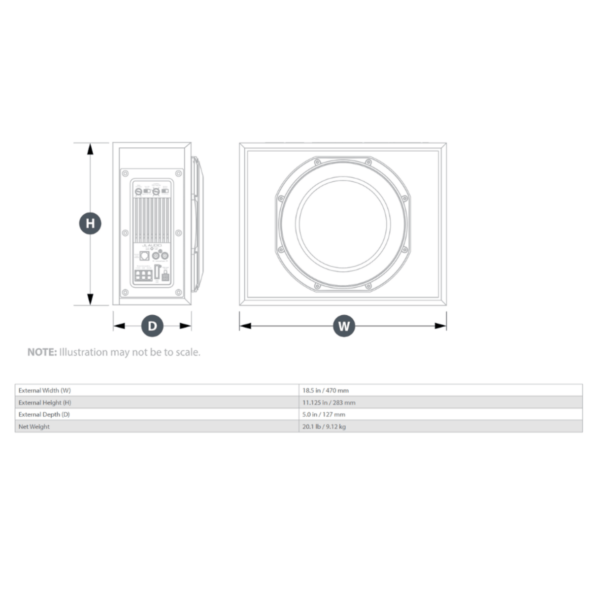 JL Audio Car Subwoofers JL Audio SUB-JL110-TW1 10" PowerWedge™ Sealed Active Car Subwoofer With Built-in 400w Amp
