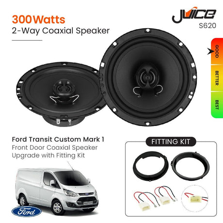 Juice Car Speakers Juice Ford Transit Custom Mark 1 Front Door Coaxial Speaker Replacement with Fitting Kit