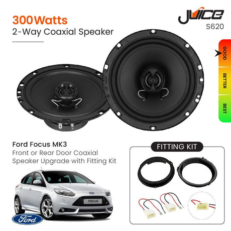 Juice Car Speakers and Subs Juice Ford Focal MK3 Front or Rear Door Coaxial Speaker Replacement with Fitting Kit