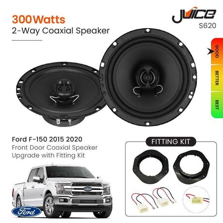 Juice Car Speakers and Subs Juice Ford F-150 2015 2020 Front Door Coaxial Speaker Replacement with Fitting Kit