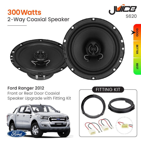 Juice Car Speakers and Subs Juice Ford Ranger 2012 Front or Rear Door Coaxial Speaker Replacement with Fitting Kit