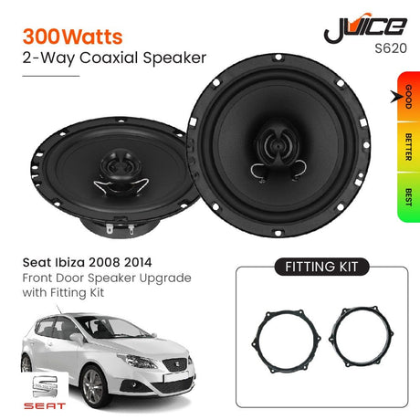Juice Car Speakers and Subs Juice Seat Ibiza 2008 2014 Front Door Speaker Replacement with Fitting Kit