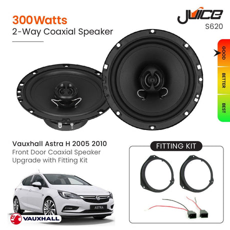 Juice Car Speakers and Subs Juice Vauxhall Astra H 2005 2010 Front Door Coaxial Speaker Replacement with Fitting Kit