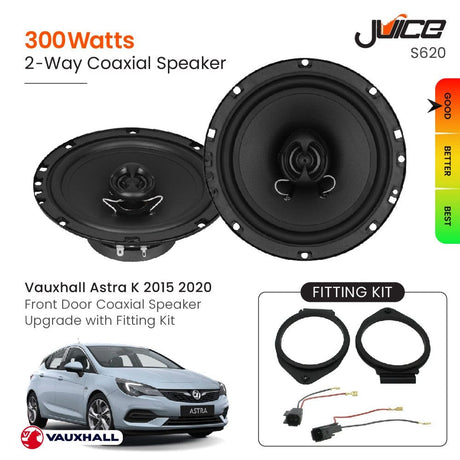 Juice Car Speakers and Subs Juice Vauxhall Astra K 2015 2020 Front Door Coaxial Speaker Replacement with Fitting Kit