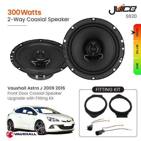 Juice Car Speakers and Subs Juice Vauxhall Astra J 2009 2016 Front Door Coaxial Speaker Replacement with Fitting Kit