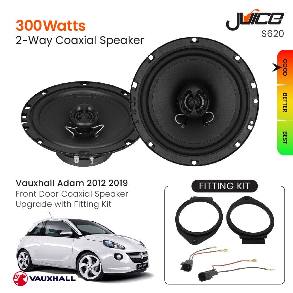 Juice Car Speakers and Subs Juice Vauxhall Adam 2012 2019 Front Door Coaxial Speaker Upgrade with Fitting Kit