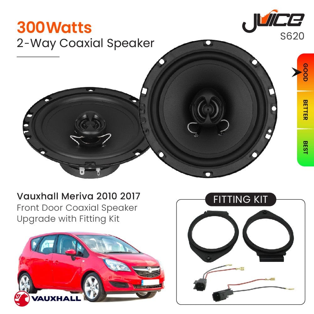 Juice Car Speakers and Subs Juice Vauxhall Meriva 2010 2017 Front Door Coaxial Speaker Upgrade with Fitting Kit