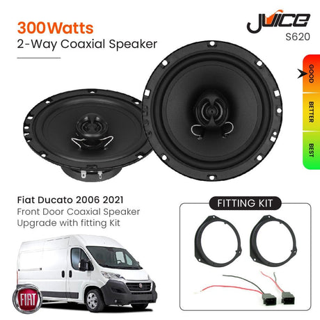 Juice Car Speakers and Subs Juice Fiat Ducato 2006 2021 Front Door Coaxial Speaker Upgrade with fitting Kit