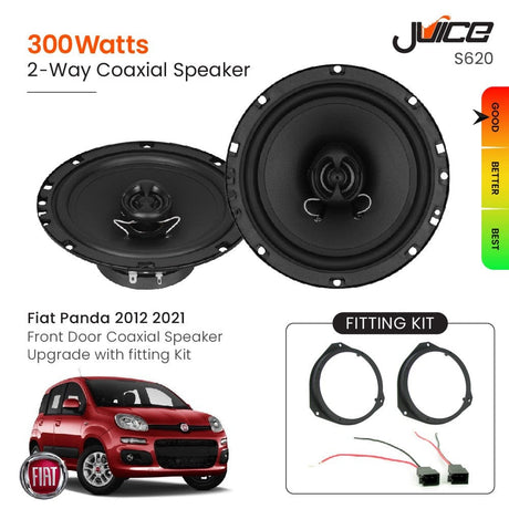 Juice Car Speakers and Subs Juice Fiat Panda 2012 2021 Front Door Coaxial Speaker Upgrade with fitting Kit