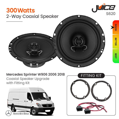 Juice Car Speakers and Subs Juice Mercedes Sprinter W906 2006 2018 Coaxial Speaker Upgrade with Fitting Kit