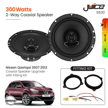 Juice Car Speakers and Subs Juice Nissan Qashqai 2007 2012 Coaxial Speaker Upgrade with Fitting Kit