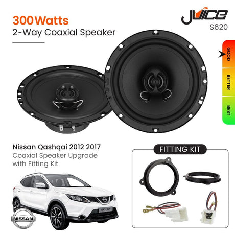 Juice Car Speakers and Subs Juice Nissan Qashqai 2012 2017 Coaxial Speaker Upgrade with Fitting Kit