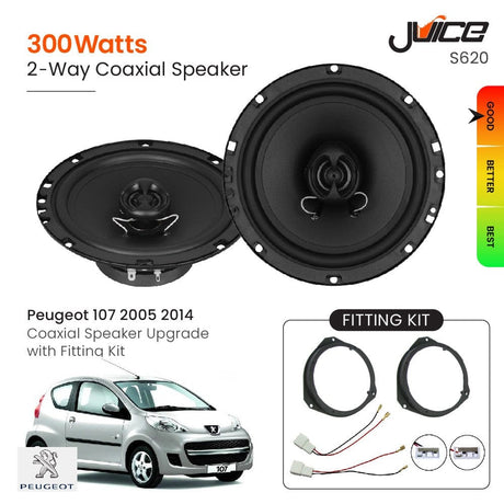 Juice Car Speakers and Subs Juice Peugoet 107 2005 2014 Coaxial Speaker Upgrade with Fitting Kit