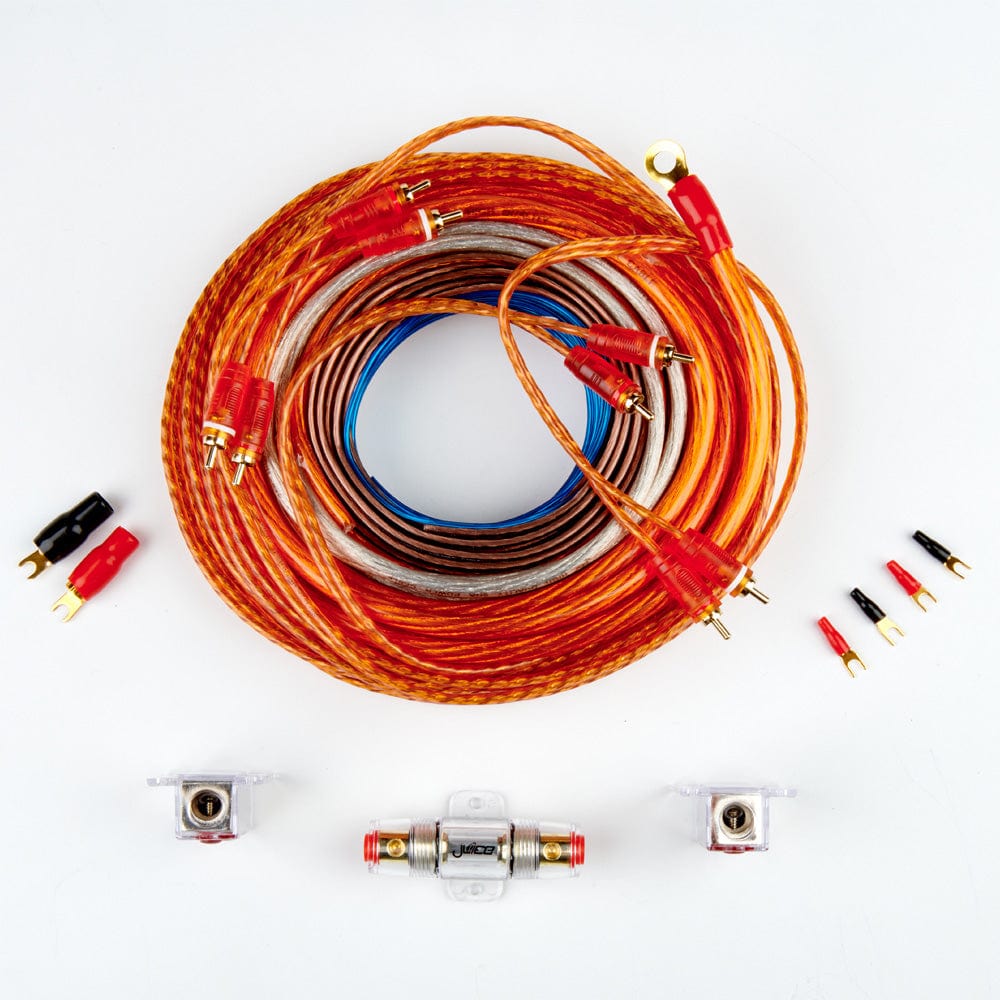 Juice Amp Wiring and Fitting Parts Juice JWTRU422D 4 Gauge 2500W Amplifier Wiring Kit for Installing 2 Amplifiers