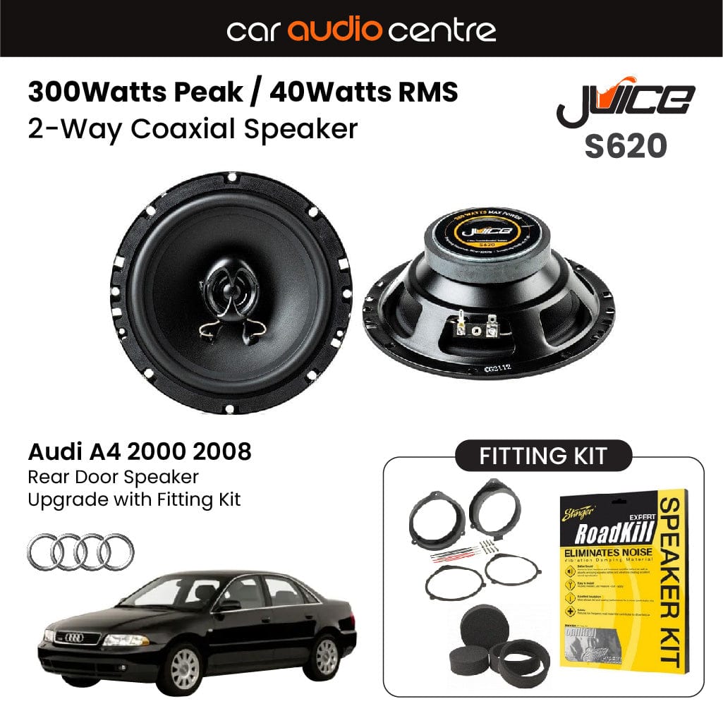 Juice Juice 6.5" 165mm 300W Speaker Upgrade Kit for Audi A4 2000 2008