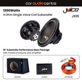 Juice Juice BX10PL-JS10-JA902 Single JS10 10" Subwoofer Performance Bass Package with Ported Enclosure and Amp