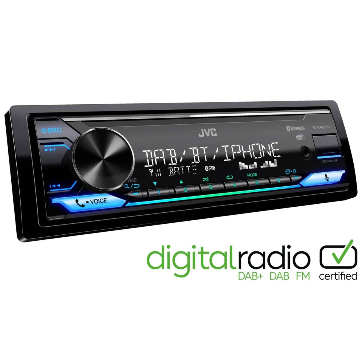 JVC Single Din Car Stereos JVC KD-X482DBT 1 DIN Digital Media Receiver with Amazon Alexa Bluetooth and DAB+