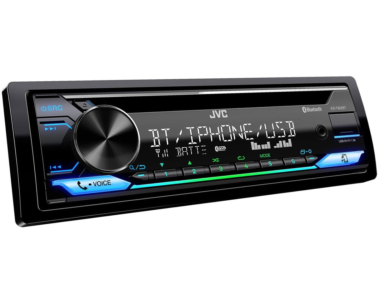 JVC Car Stereos JVC KD-T922BT Single Din CD Player with Bluetooth Aux USB and Spotify