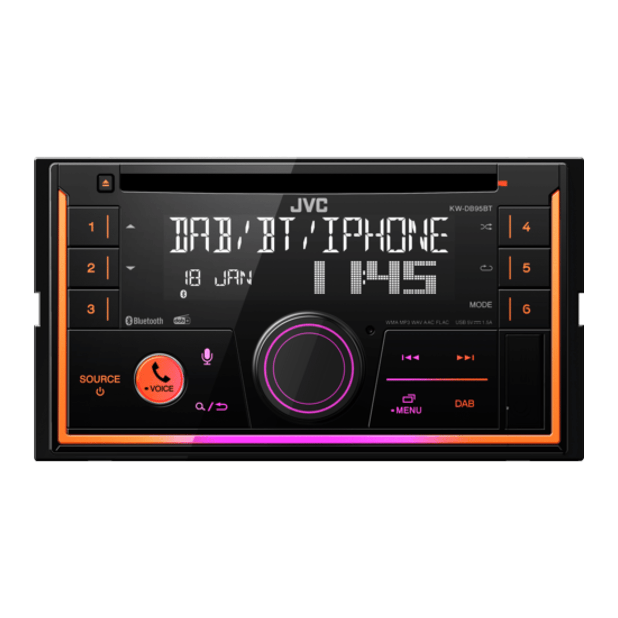 JVC JVC KW-DB95BT Double DIN CD Receiver with DAB, Bluetooth Hands-Free, iPod, and Aux