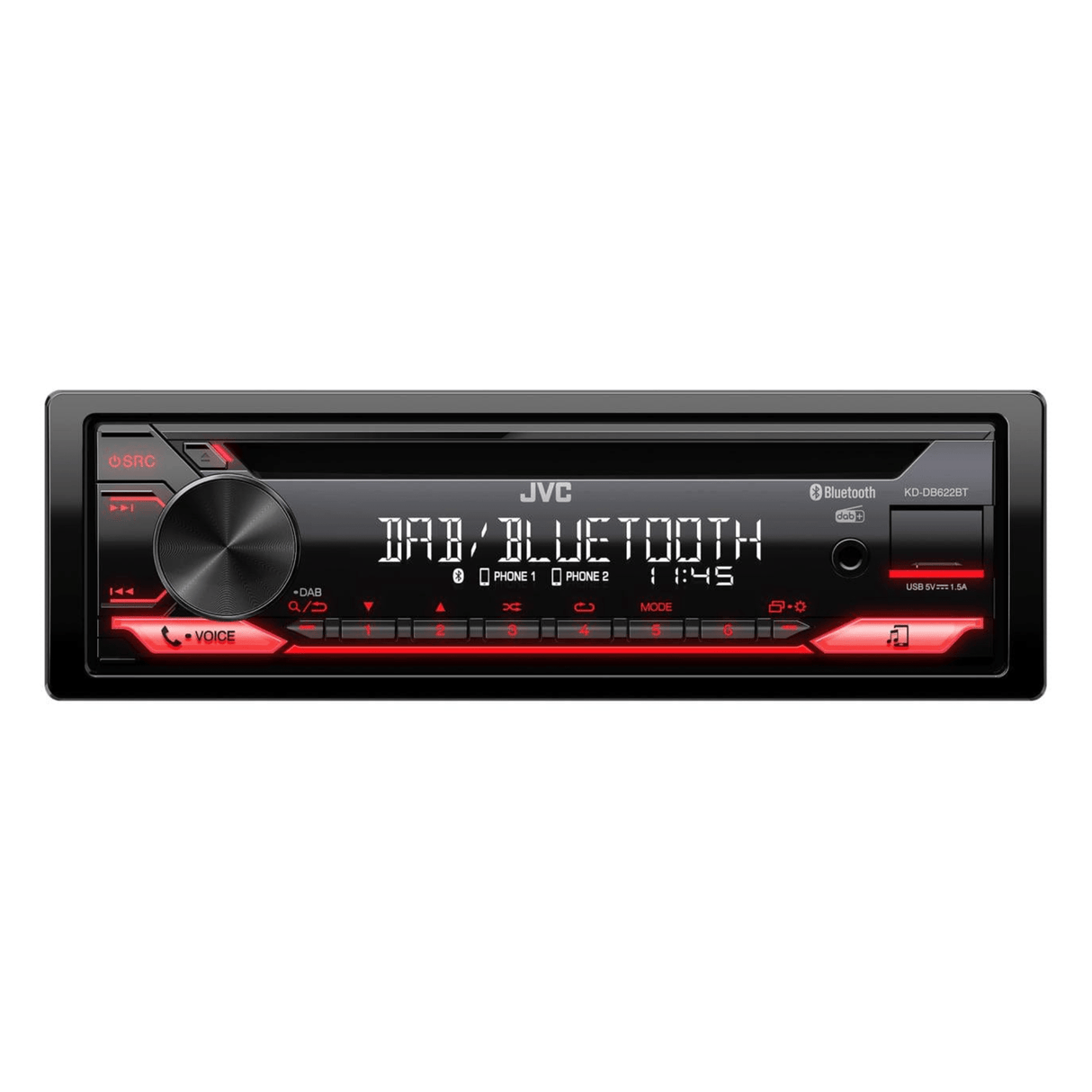 JVC Single Din Car Stereos JVC KD-DB622BT MP3 CD Player with Bluetooth DAB Tuner AUX and USB