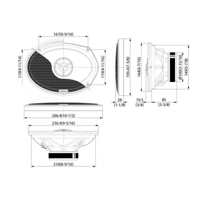 Kenwood Kenwood Kenwood KFC-X694 6x9" Oval 2-Way Speakers 300w