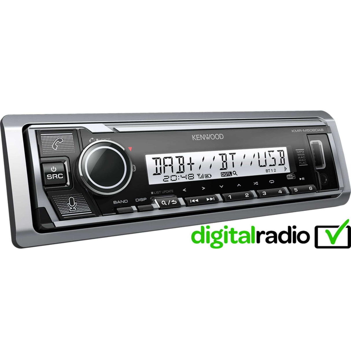 Kenwood Single Din Car Stereos Kenwood KMR-M508DAB Marine Digital Media Receiver with DAB+ Bluetooth and Amazon Alexa