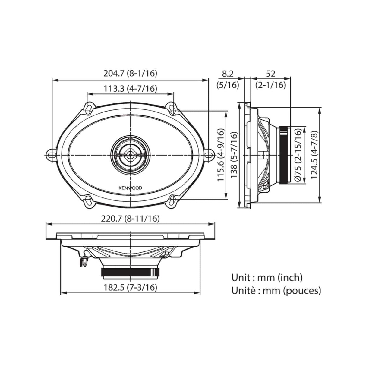 Kenwood Car Speakers Kenwood KFC-PS5797C Factory-Fit 5" x 7" 2-Way Performance Standard Series Speaker System