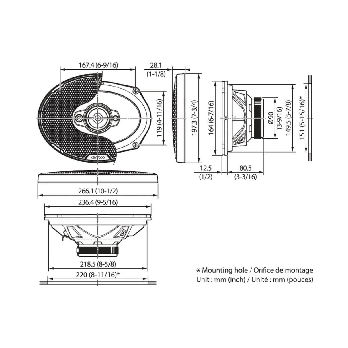 Kenwood Car Speakers Kenwood KFC-PS6987 6" x 9" 4-Way Performance Standard Series Speaker System