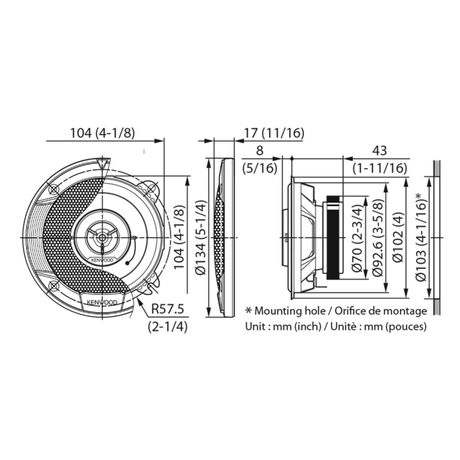 Kenwood Kenwood KFC-S1066 - 4" 2-Way Car Speaker with Enhanced Sound Clarity