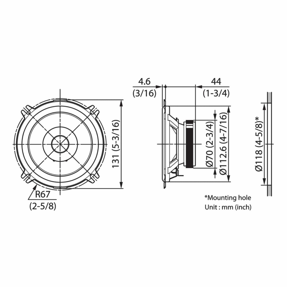 Kenwood Car Speakers Kenwood KFC-S1357 Stage Sound Series 13cm Flush Mount Dual-Cone Speaker System