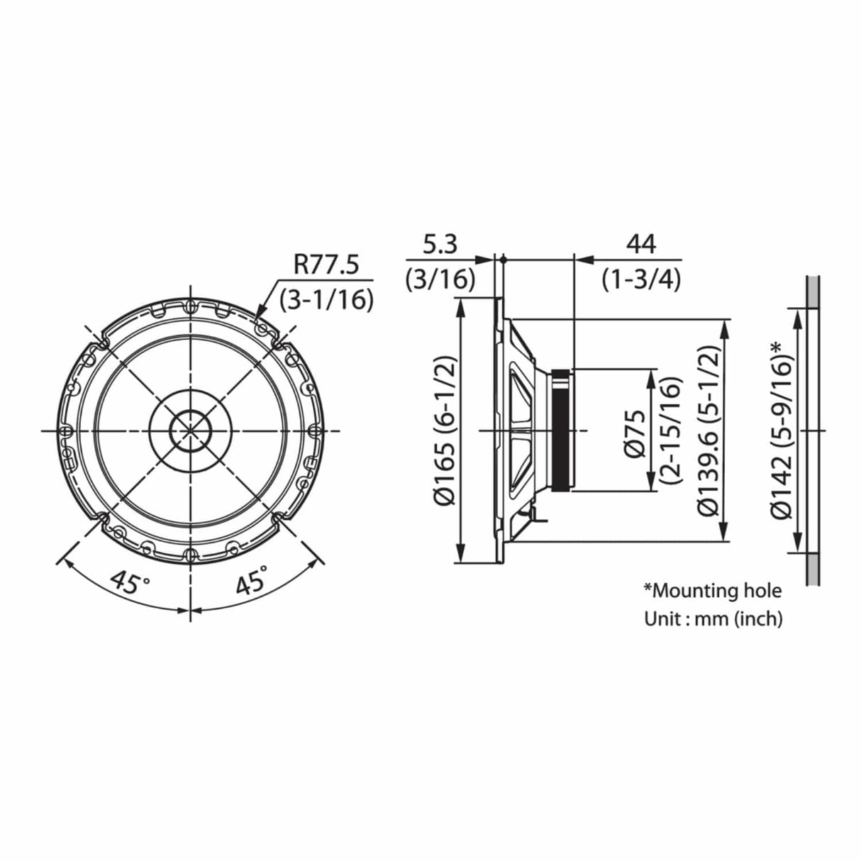 Kenwood Car Speakers Kenwood KFC-S1757 Stage Sound Series 17cm Flush Mount Dual-Cone Speaker System