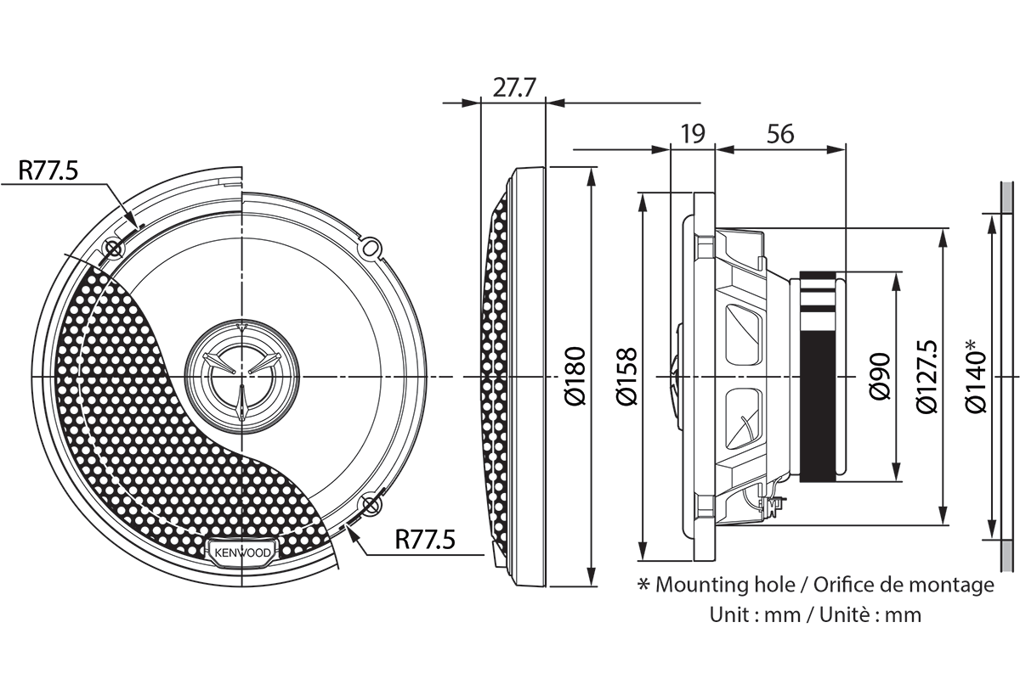 Kenwood Car Speakers Kenwood KFC-X1741 17cm Bracket Mount 2-way High Grade X-series Speaker System