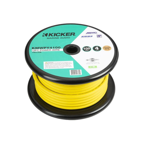 Kicker Fitting Accessories Kicker 47KMWPY4100 Marine 4AWG Yellow Power Cable Tinned OFC width 100ft / 30m
